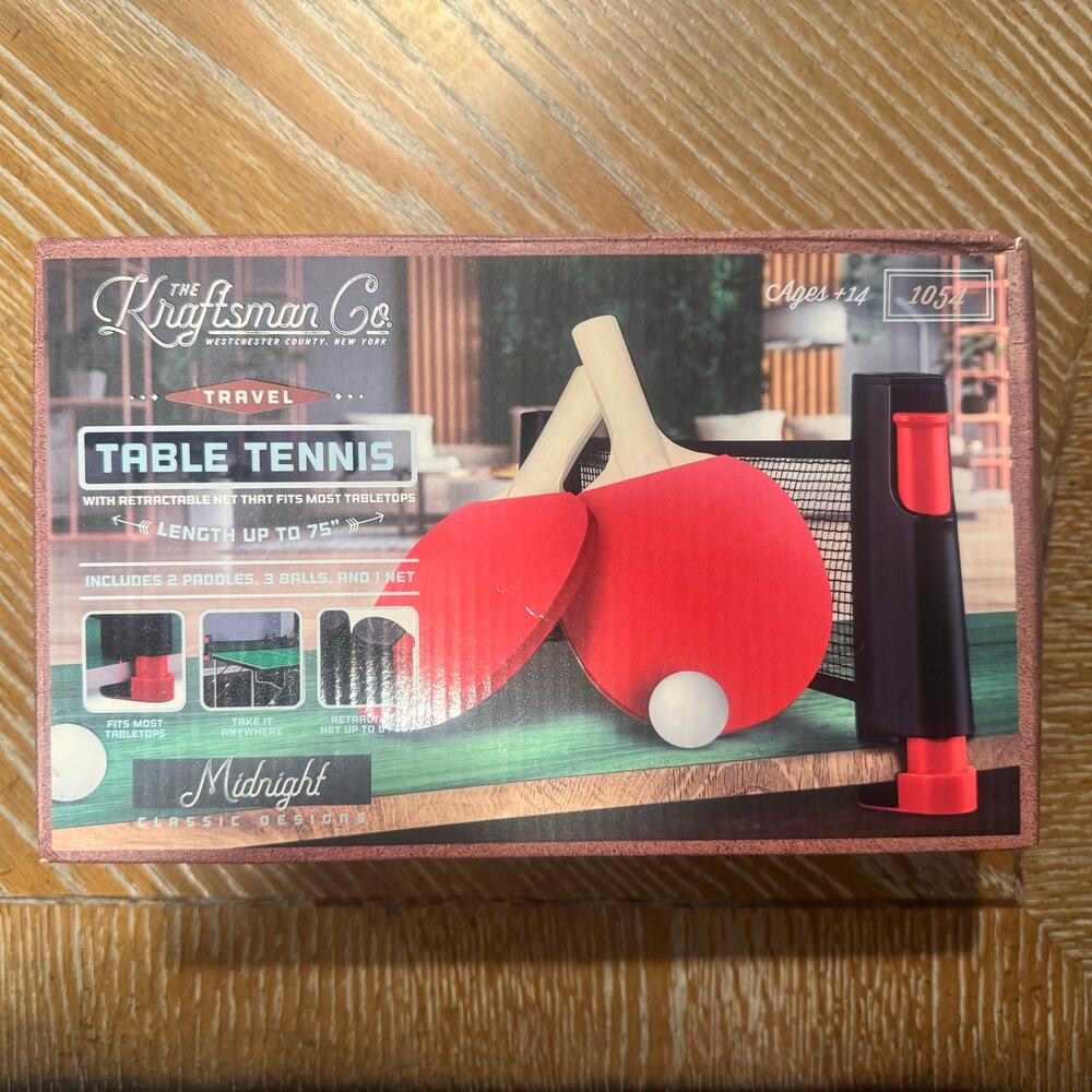 Travel Table Tennis Playset, Comes with Net, 2 Paddles, 3 Balls & Carry Bag